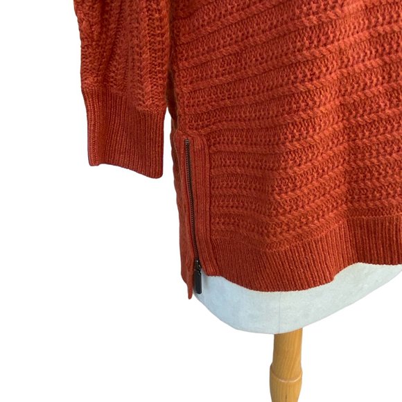 Garnet Hill Wool Angora Rib KnitSweater Burnt Orange Oversized Quiet Luxury-XS - Picture 6 of 15
